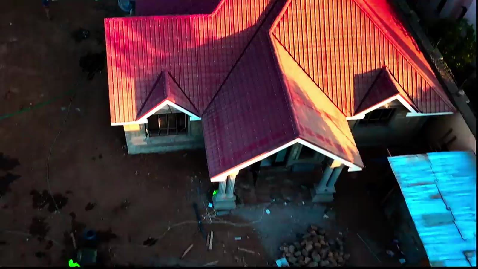Aerial view of a completed Techsync residence in Narok at sunset